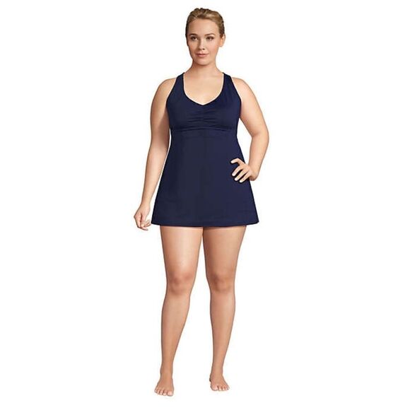 Land’s End Plus Standard Reversible swim top dresskini tropical border Various - Picture 2 of 6